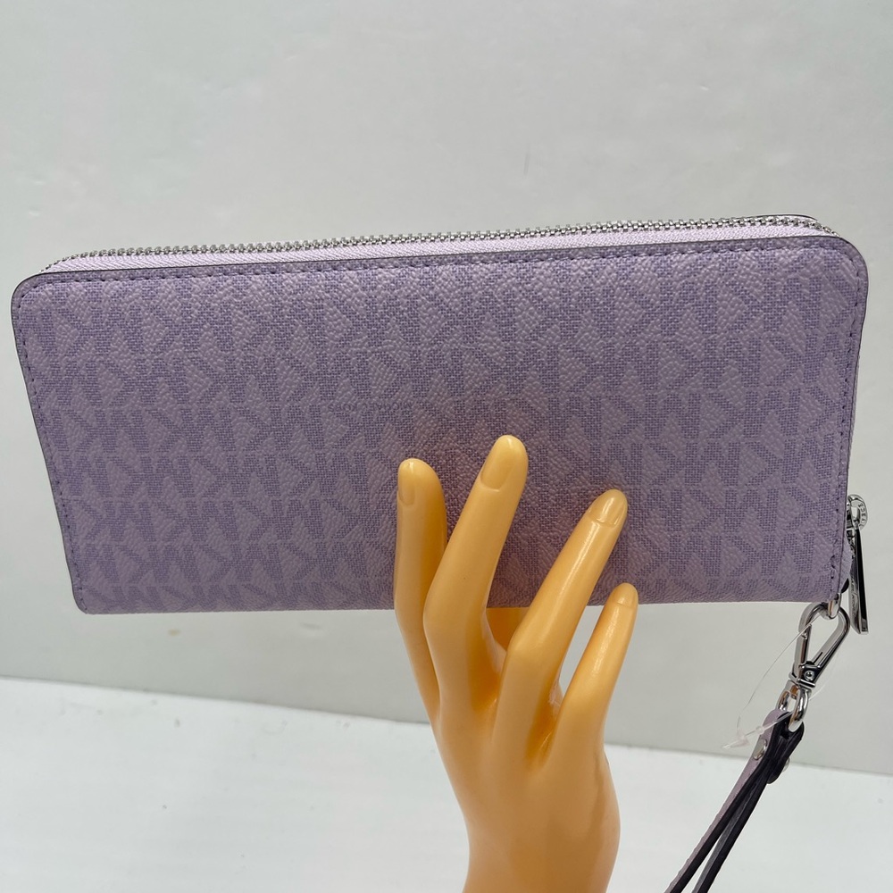 MICHAEL KORS Jet Set Large Signature Logo Continental Wallet Wristlet Phone NWT - Picture 6 of 16